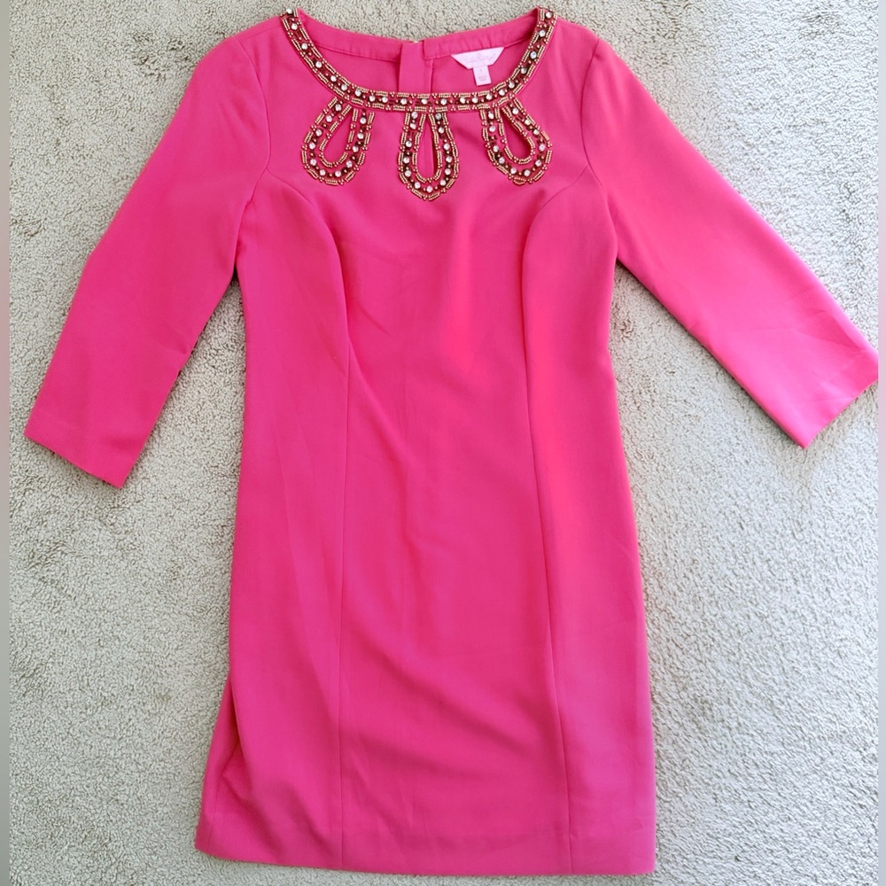 Lilly Pullitzer Bronte Beaded Keyhole Shift Dress‎ in Watermelon